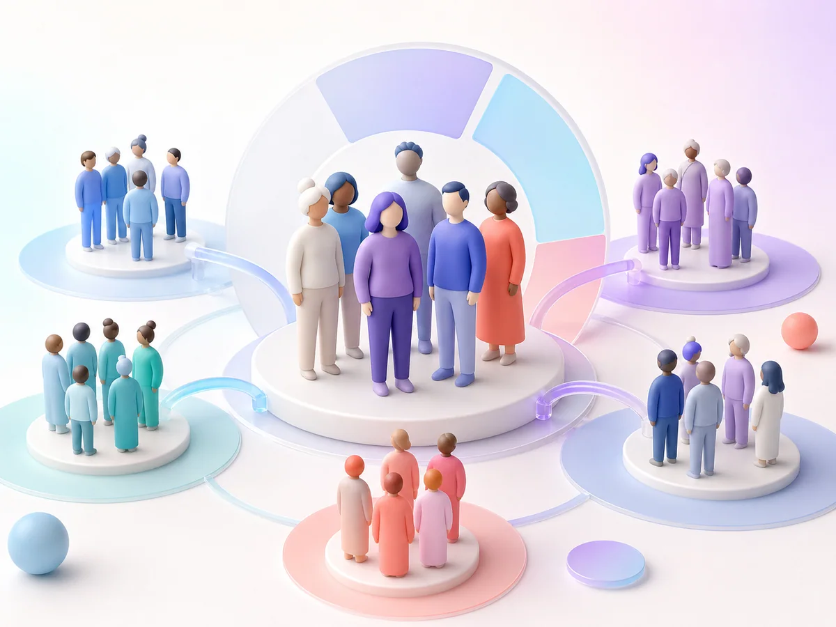 Grupos de audiencia organizados por segmentos